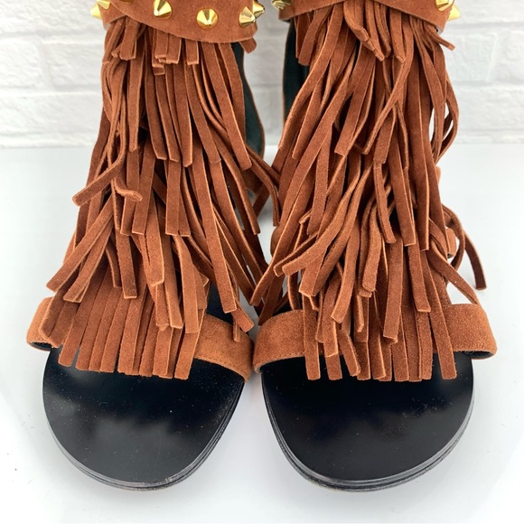 Giuseppe Zanotti Suede Studded Gladiator Sandals Brown Size 39 - Picture 7 of 16